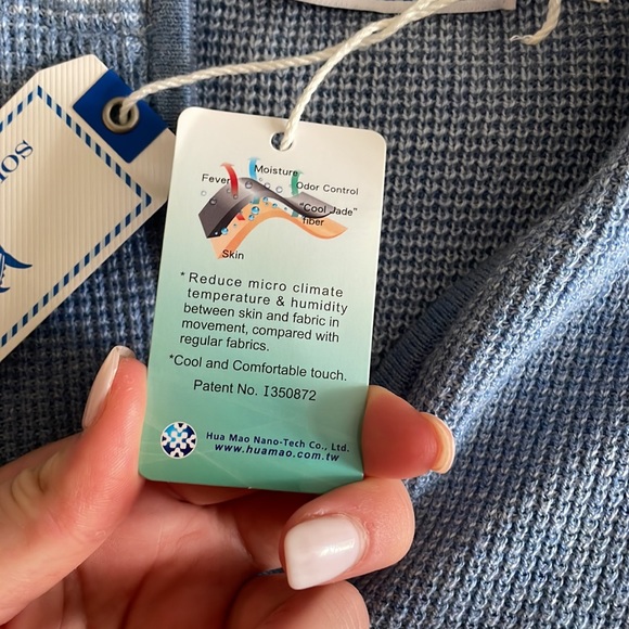 Light Blue Men’s Southern Tide Waffle Knit Quarter Zip - Picture 6 of 7